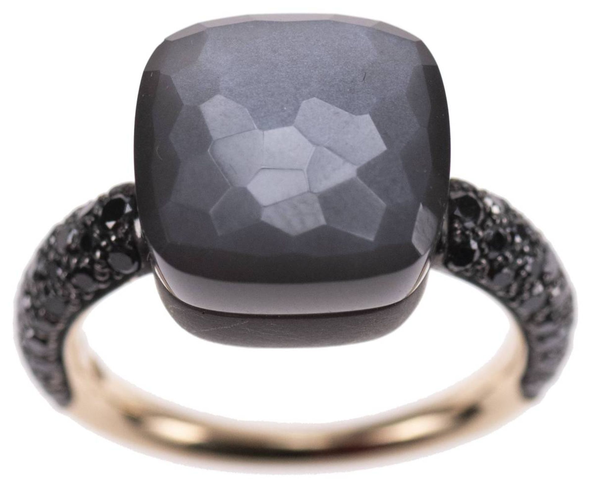 Pomellato Nudo Obsidian Ring, 750 Roségold und Titan mit 1 Obsidian in Kissenschliff und 36 - Image 2 of 4