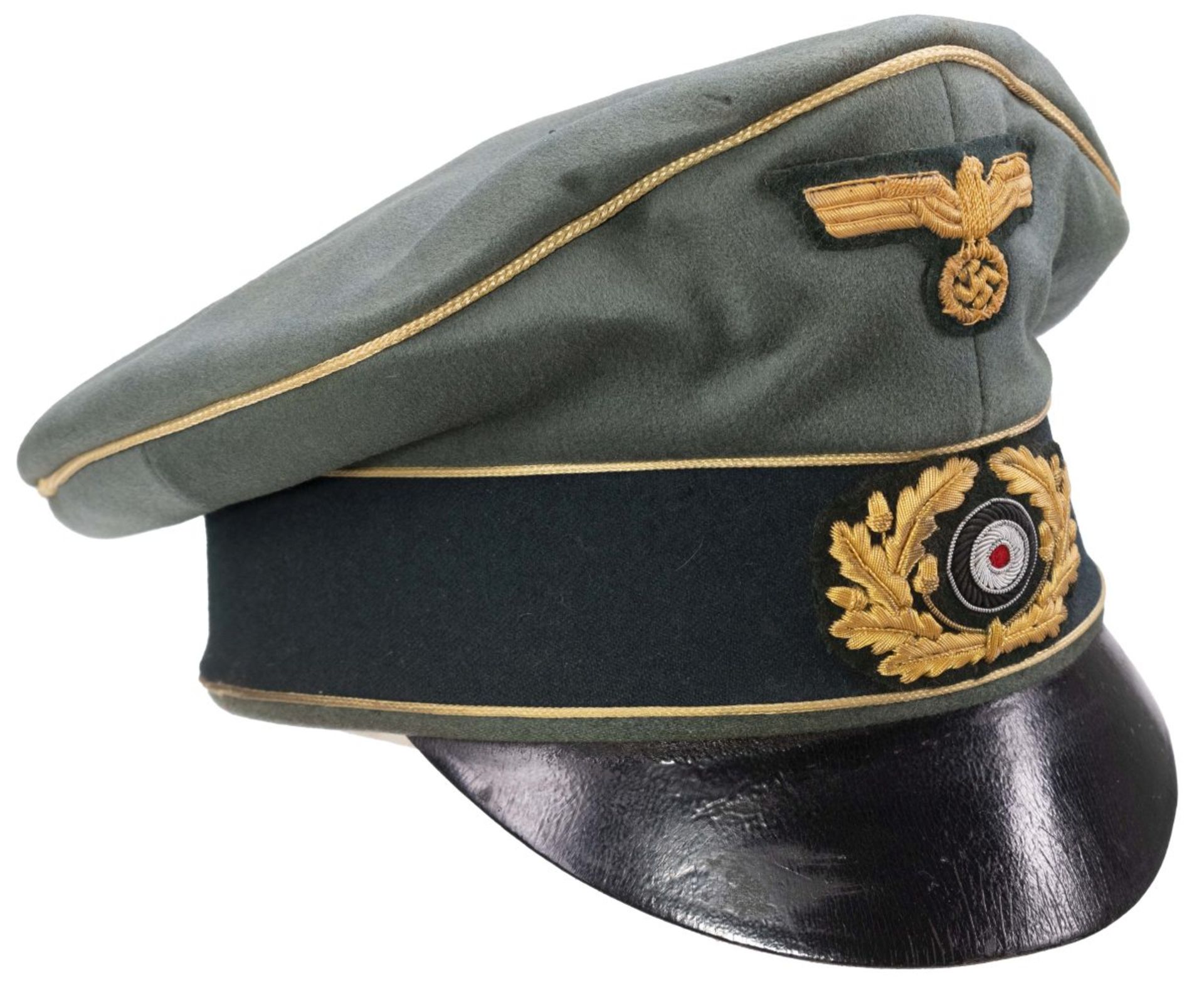 Wehrmacht Heer, Schirmmütze für Generale Alter Art (Knautschmütze), feldgraues Tuch komplett mit