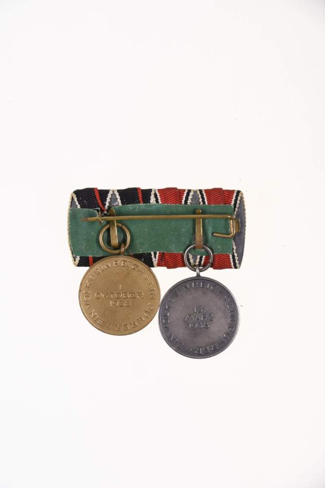 Bandspange mit Anschlussmedaillen, Österreich Medaille zur Erinnerung an den 13. März 1938 Bronze - Bild 2 aus 2