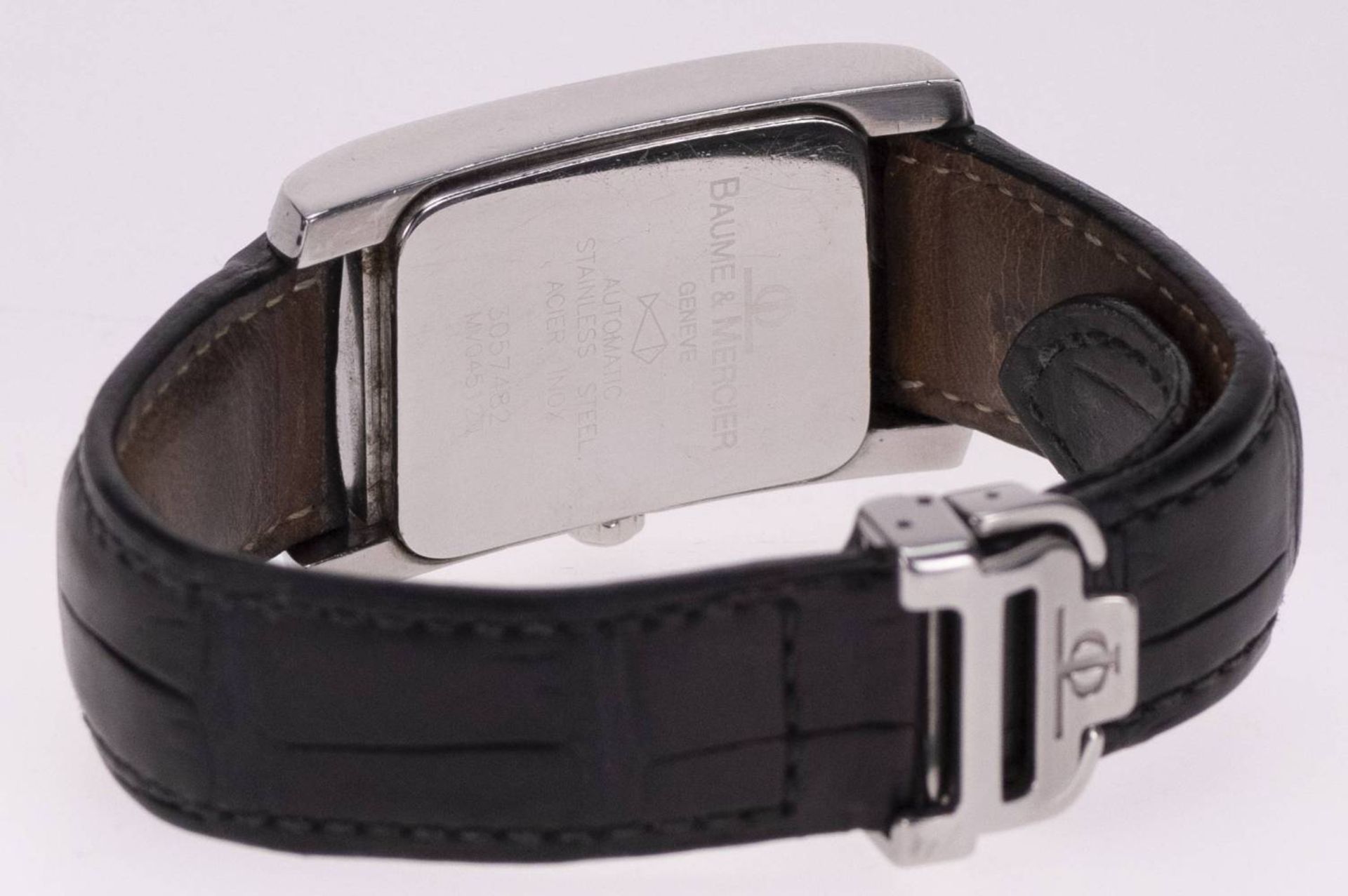 Baume & Mercier Hampton Damen Armbanduhr. Ca. 25mm, Edelstahl, Automatik. Schwarzes Ziffernblatt mit - Bild 3 aus 4