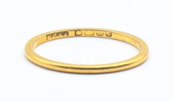 22ct gold band. size N weight 1.49g