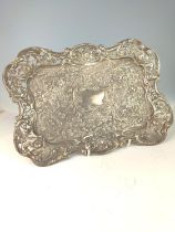 Late Victorian silver dressing table tray, maker's mark MJ., Birmingham 1900, with embossed foliate