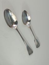 Two silver spoons, including: a George IV silver Old English pattern serving spoon, William Bateman