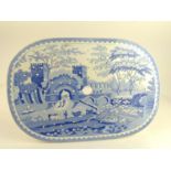 Baker, Bevans & Irwin Glamorgan blue and white transfer printed Castle Pattern pottery drainer, circ