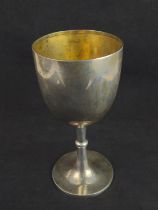 Local Interest - Edwardian silver presentation goblet, maker's mark W.A, Birmingham 1903, inscribed