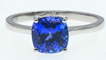 Rhapsody 950 platinum and tanzanite solitaire ring, size T, gross weight 5.39 grams