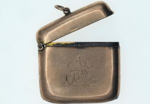 Edwardian 9ct gold vesta case, hallmarked Rolason Brothers, Chester 1906, initialled to front, perso