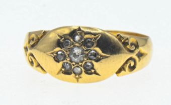 18ct gold and diamond ring. Size N, gross weight 2.80g 