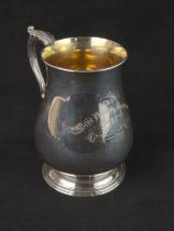 Local Interest - Edwardian silver presentation tankard, James Dixon & Sons Ltd, Sheffield 1903, insc