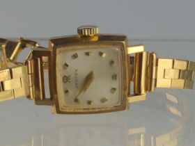 9ct gold Vertex ladies wristwatch with Swiss movement, import marks for Edinburgh 1966. The bracelet