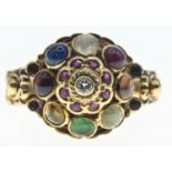 14ct gold multi gem set 'Princess of Siam' ring, size O/P, gross weight 5.17g. 