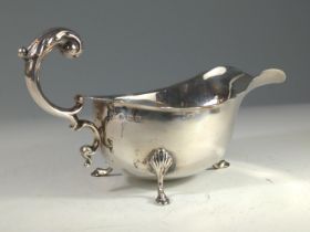 George V silver sauceboat, S Blanckensee & Son Ltd, Birmingham 1934, length 18cm, 138 grams