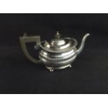 George V Silver teapot, S Blanckensee & Son Ltd, Birmingham 1918, of half gadrooned oval form, with 