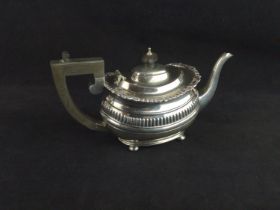 George V Silver teapot, S Blanckensee & Son Ltd, Birmingham 1918, of half gadrooned oval form, with