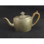 Late Victorian silver bachelor's teapot, Henry Stratford, London 1892, with wooden handle and knop, 