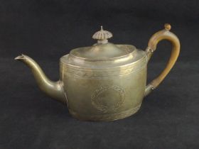 Late Victorian silver bachelor's teapot, Henry Stratford, London 1892, with wooden handle and knop,