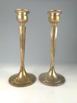 Pair of silver candlesticks, Bert Gordon, Birmingham 1955, each with a tapering octagonal stem and c