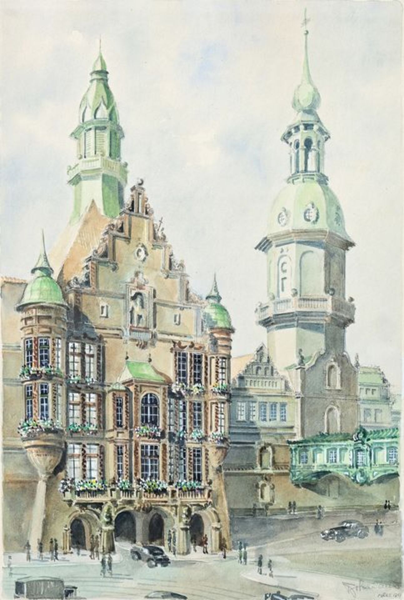 Dresden Georgentor, Aquarell / Dresden, Watercolour