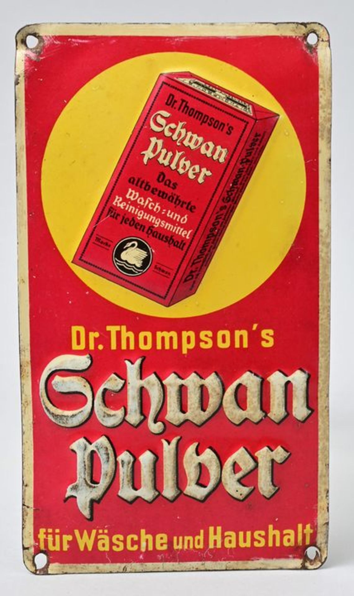 Blechschild "Dr. ThompsonÂ´s Schwanpulver" / sign