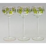 Drei Theresienthaler Stengelgläser/ art nouveau glass goblets