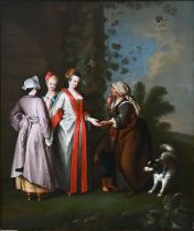 Kopie nach Watteau, Wahrsagerin / Copy after Watteau, Fortune teller