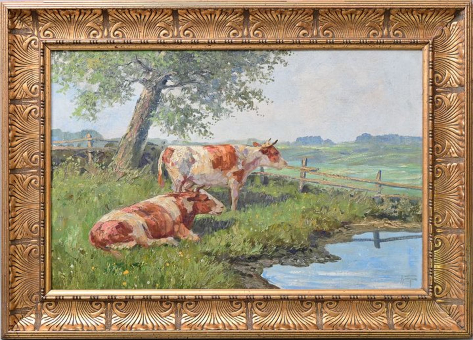 Unbekannt, Kühe auf der Koppel / Unknown, Cows in the paddock - Image 4 of 5