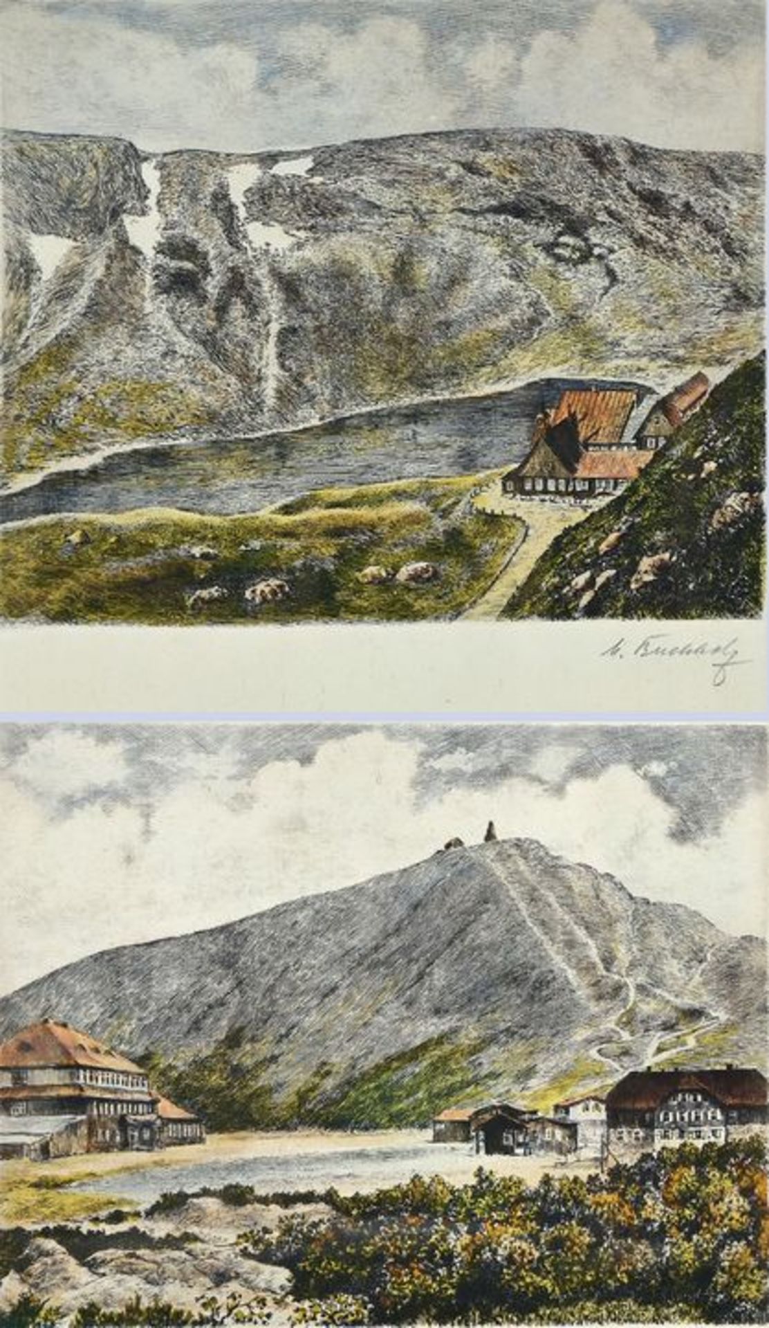 Buchholz: zwei kolorierte Radierungen / two coloured etchings