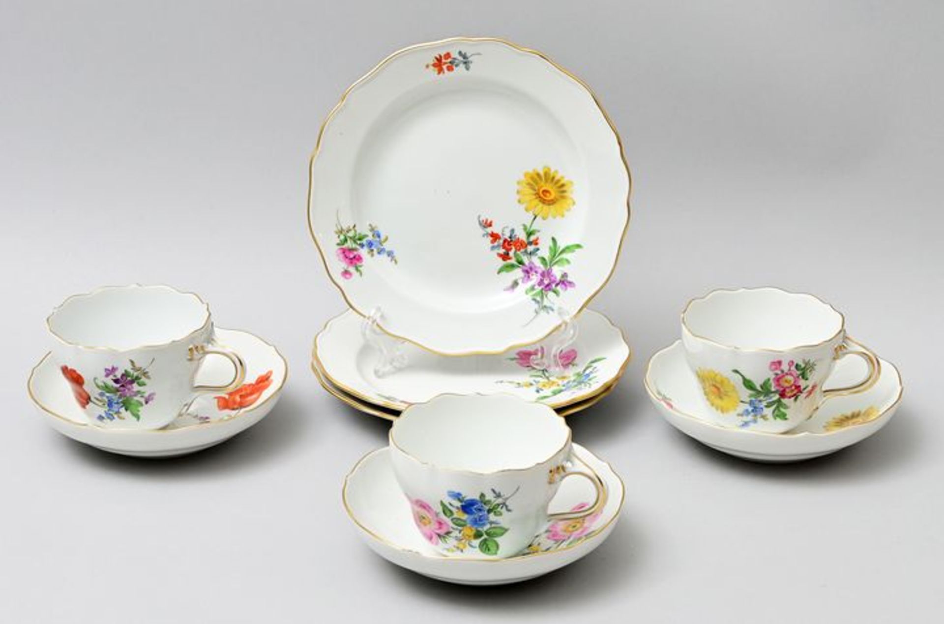 Drei Gedecke Meissen/ porcelain dishes
