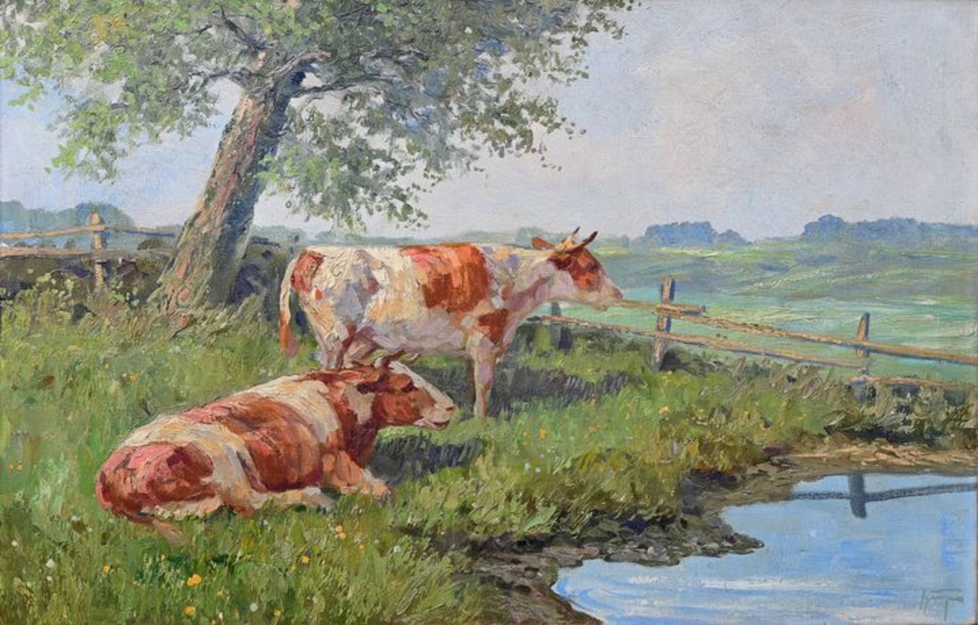 Unbekannt, Kühe auf der Koppel / Unknown, Cows in the paddock