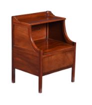 Y A GEORGE III MAHOGANY AND EBONY LINE INLAID BEDSIDE COMMODE