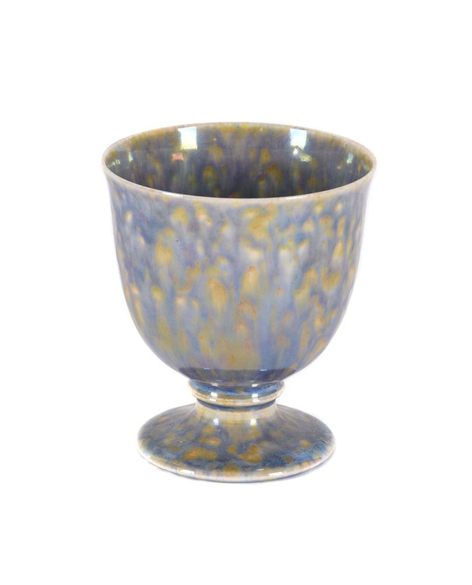 A RUSKIN POTTERY LOW-FIRED LUSTRE 'DELPHINIUM BLUE' GOBLET