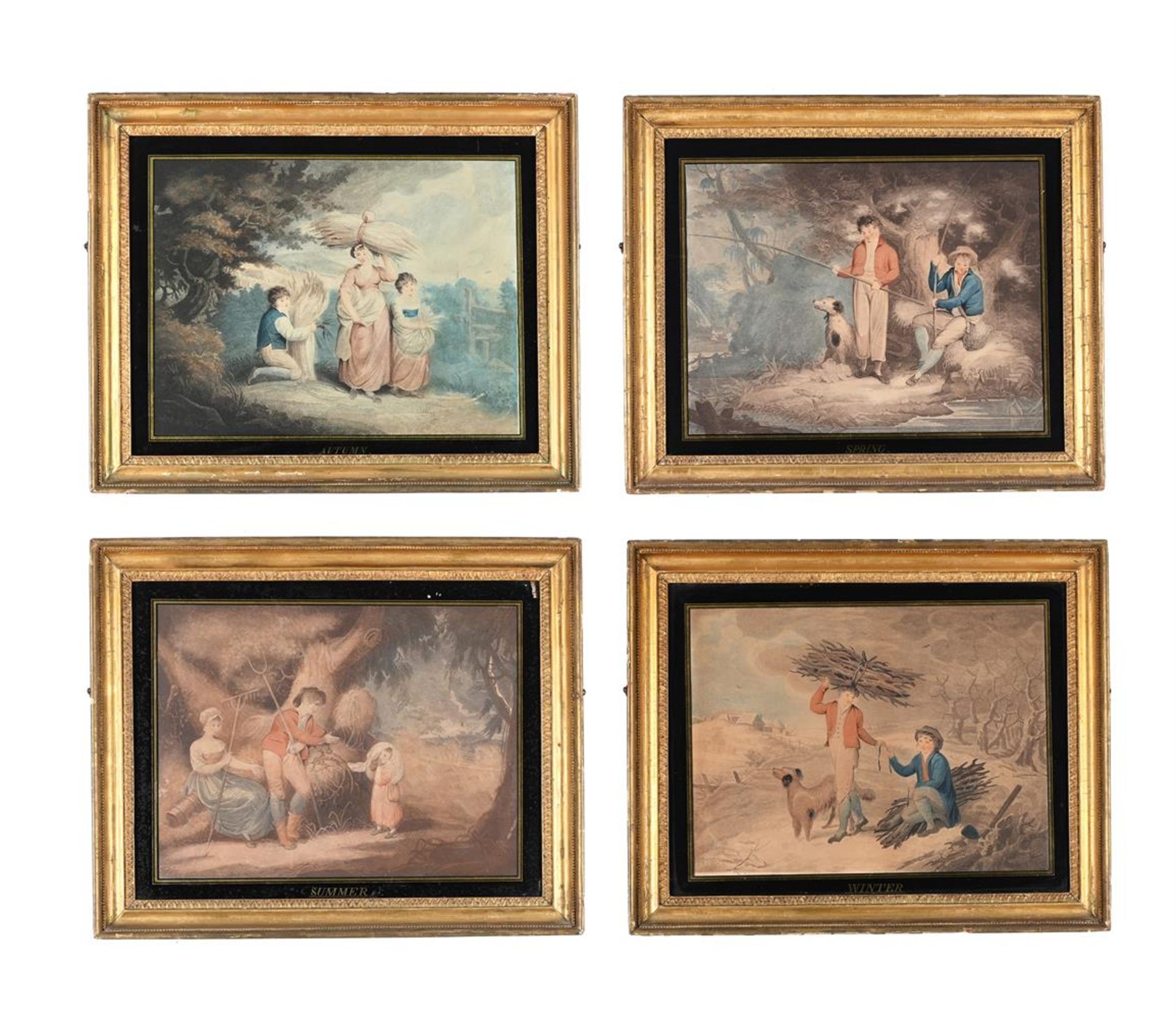 AFTER GEORGE MORLAND, A SET OF FOUR PRINTS DEPICTING THE SEASONS