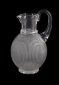 LALIQUE, CRYSTAL LALIQUE, LANGEAIS, A CLEAR AND FROSTED JUG