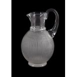 LALIQUE, CRYSTAL LALIQUE, LANGEAIS, A CLEAR AND FROSTED JUG