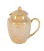 A RUSKIN POTTERY YELLOW LUSTRE LOW-FIRED MILK JUG AND COVER