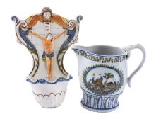 A STAFFORDSHIRE PEARLWARE HOLY WATER STOUP
