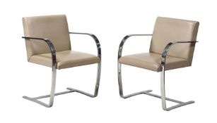 A PAIR OF CHROME AND UPHOLSTERED 'BRNO' CHAIRS
