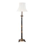 A BLACK LACQUERED STANDARD LAMP