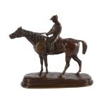 AFTER PAUL EDOUARD DELABRIERRE (FRENCH, 1829-1912) A BRONZE MODEL OF A HORSE AND JOCKEY