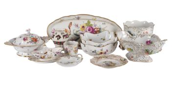 A SELECTION OF MEISSEN (OUTSIDE DECORATED) AND DRESDEN PORCELAIN