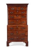 A GEORGE III MAHOGANY SECRETAIRE CHEST ON CHEST