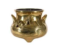 AN ART NOUVEAU BRASS JARDINIERE