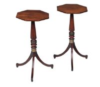 A PAIR OF MAHOGANY TRIPOD OCCASIONAL TABLES IN REGENCY STYLE