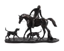 DAVID GEENTY (ENGLISH, B. 1945) A COLD CAST BRONZE GROUP, THE HUNTSMAN AND HOUNDS
