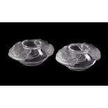 LALIQUE, CRYSTAL LALIQUE, A PAIR OF CAVIAR DISHES AND LINERS