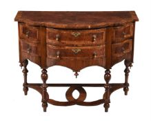 A WALNUT AND CROSS BANDED SIDE TABLE IN WILLIAM & MARY STYLE