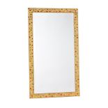 A RECTANGULAR WALL MIRROR WITH COLOURED PASTE 'GEM' SET FRAME