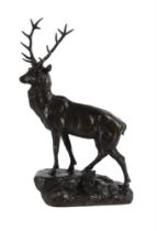 JULES-EDMOND MASSON (FRENCH, 1871-1932)) A LARGE BRONZE MODEL OF A STAG