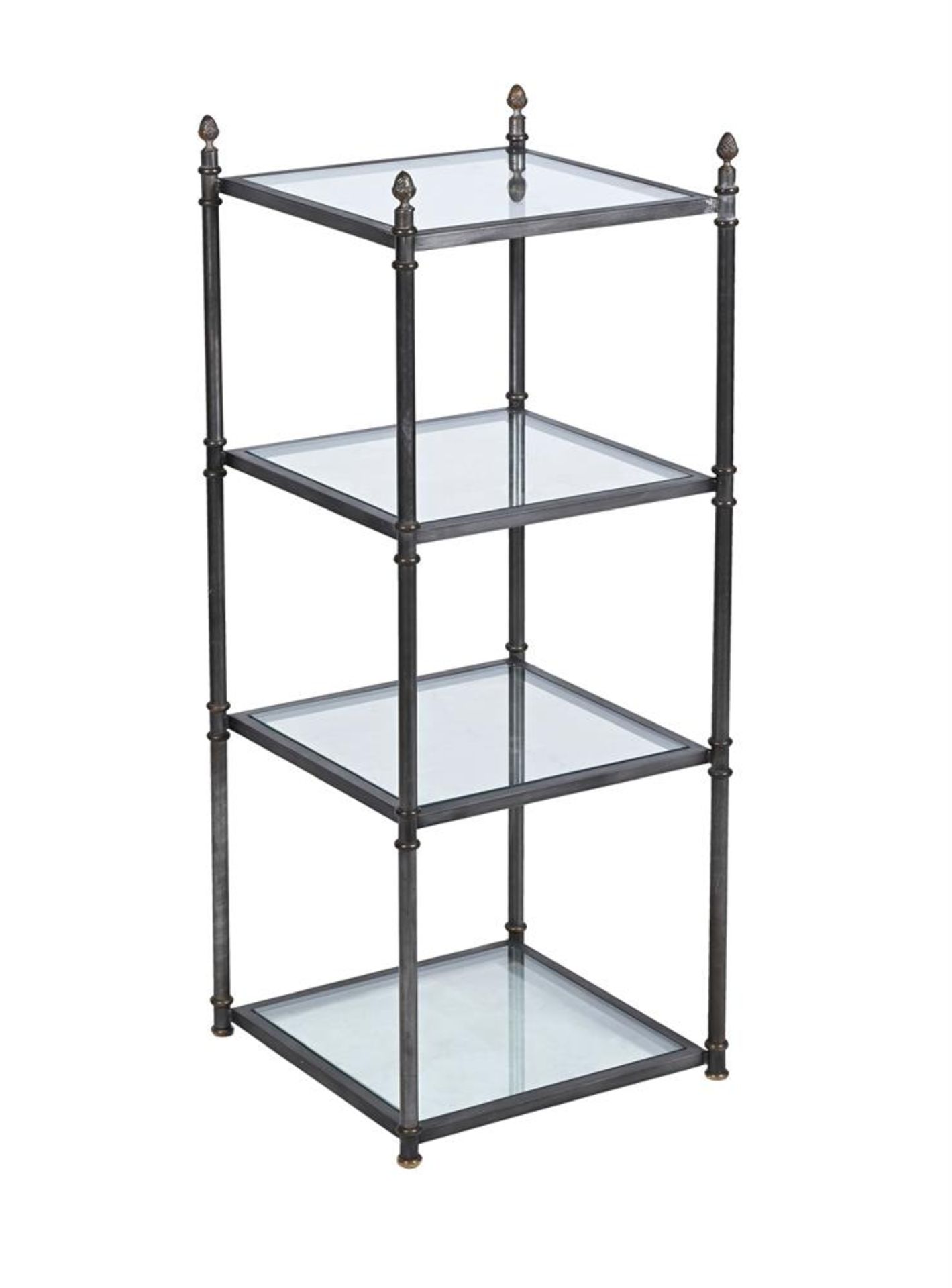 A STEEL FOUR TIER ETAGERE