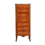 Y A FRENCH KINGWOOD AND MARBLE TOPPED CHEST OF DRAWERS